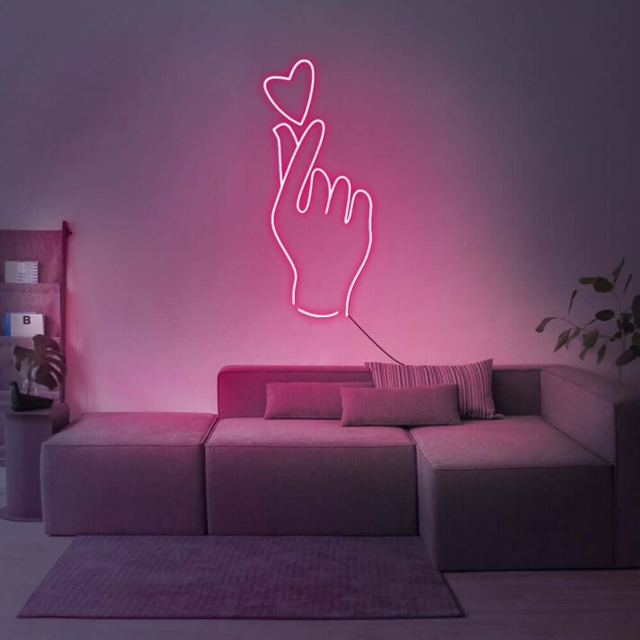 Hand mit Herzsymbol LED-Neonschild Wohnzimmer Schlafzimmer