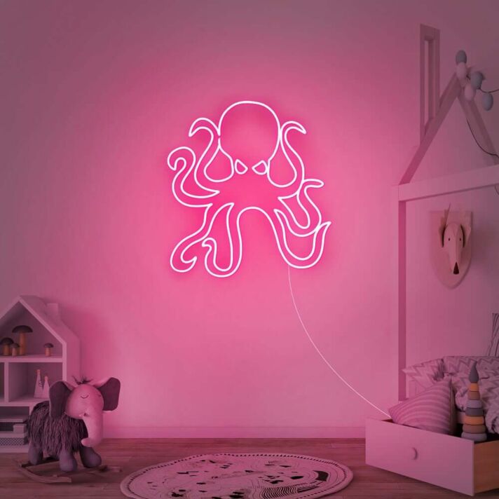 Oktopus LED-Neonschild für Kinderzimmer und Wohnzimmer