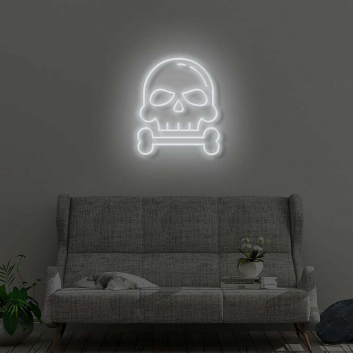 Totenkopf mit Knochen LED-Neonschild Wohnzimmer Bar