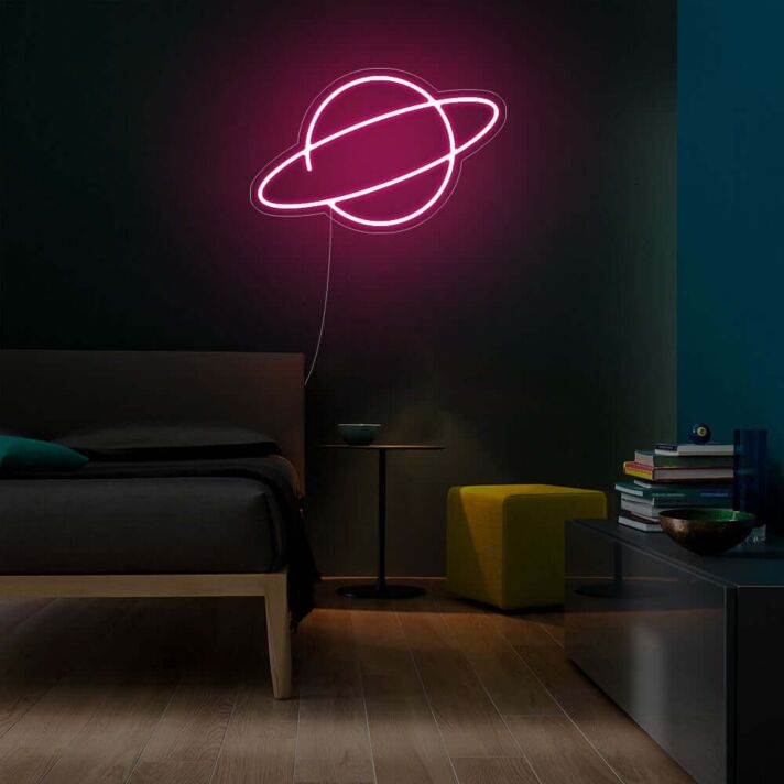 Planet mit Ring LED-Neonschild Schlafzimmer Wohnzimmer