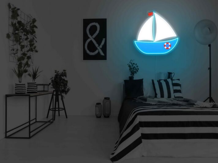 Segelboot mit Rettungsring LED-Neonschild Schlafzimmer Wohnzimmer