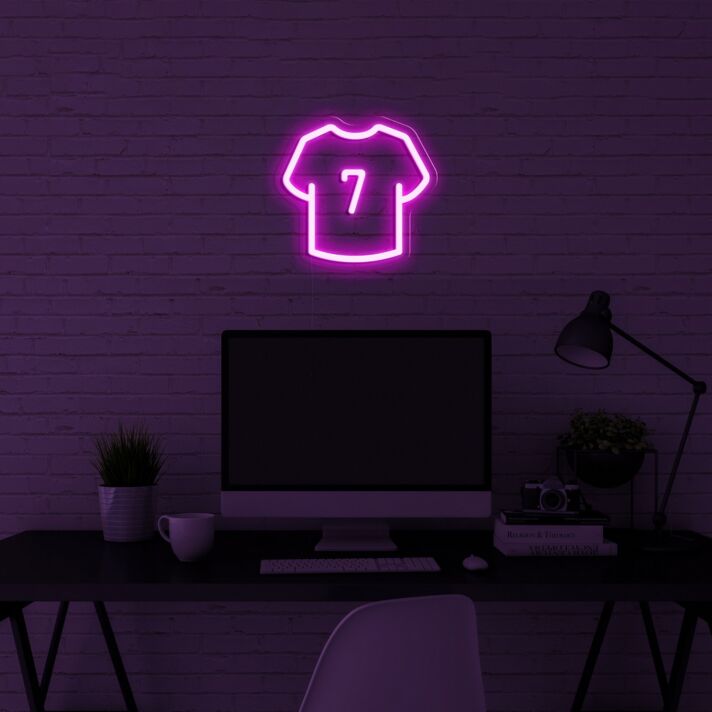 Fußballtrikot mit Nummer 7 LED-Neonschild für Wohnzimmer Sportbar