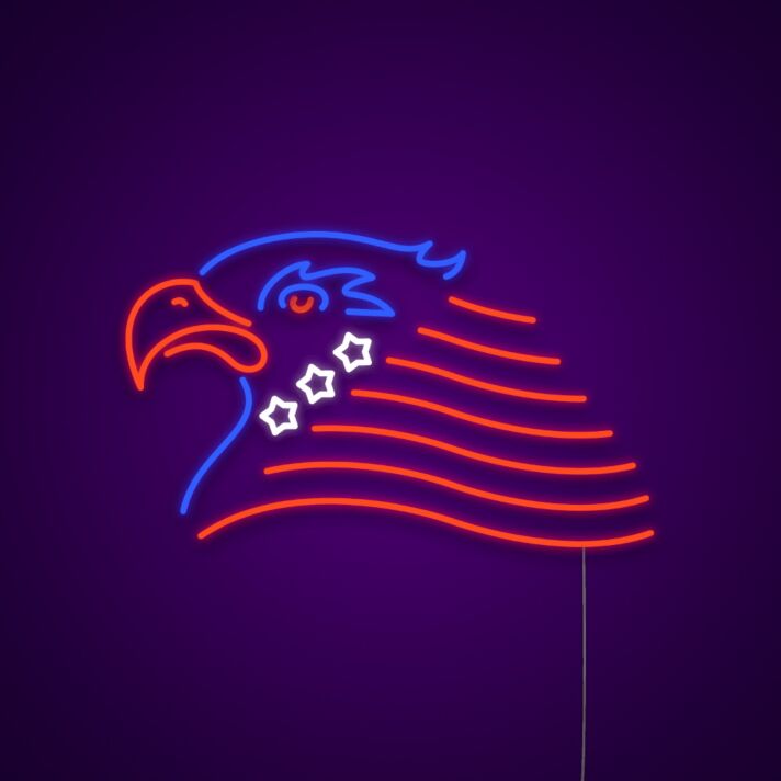 Adlerkopf mit Flaggenmotiv LED-Neonschild für Bar Club