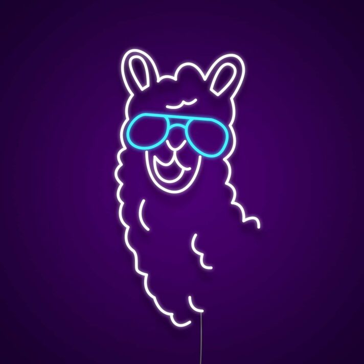 Lama mit Sonnenbrille LED-Neonschild Wohnzimmer Kinderzimmer