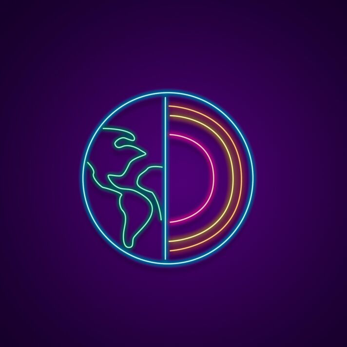 Erde Querschnitt LED-Neonschild für Bildung und Büro