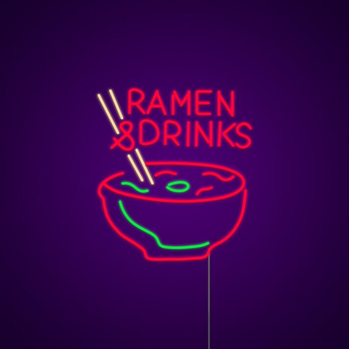 RAMEN & DRINKS LED-Neonschild für Restaurant Bar