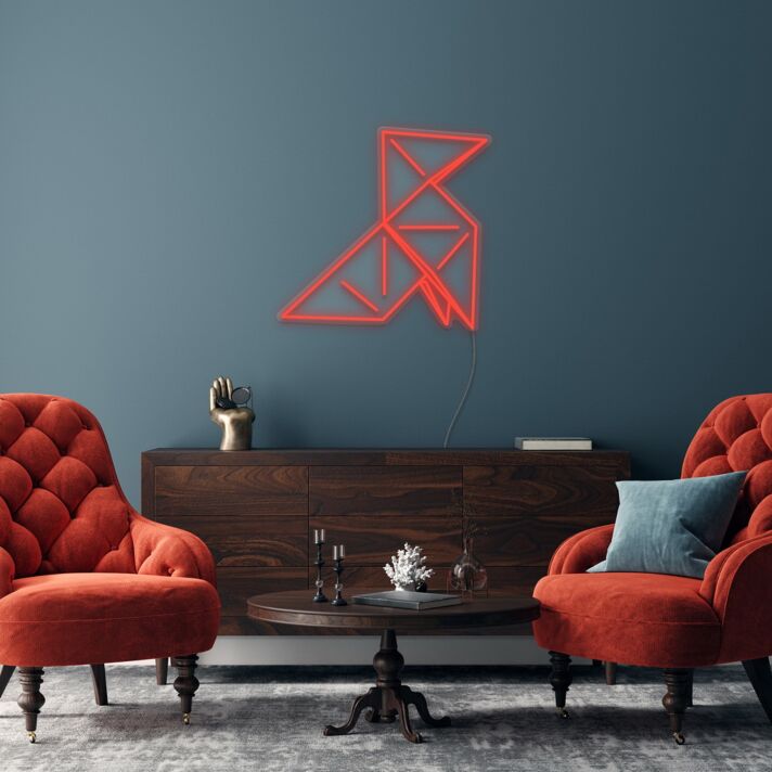 Origami Vogel LED-Neonschild Wohnzimmer Büro