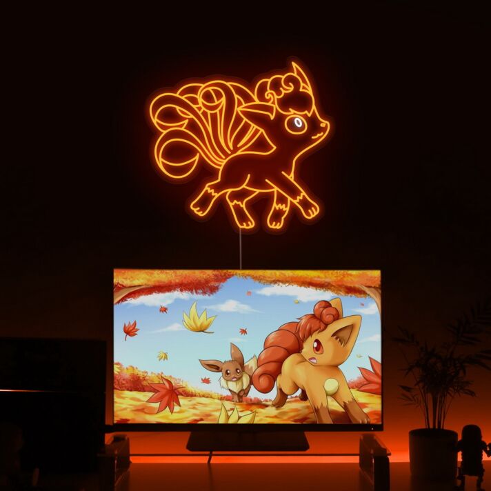 Fuchs mit mehreren Schweifen LED-Neonschild für Gamingzimmer Wohnzimmer