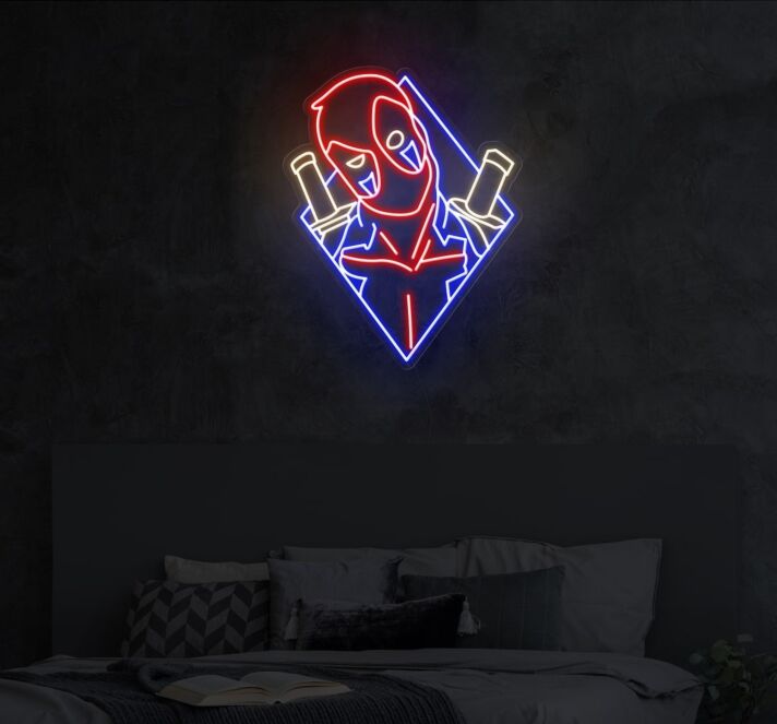 Maske mit gekreuzten Schwertern LED-Neonschild für Gamingzimmer und Wohnzimmer