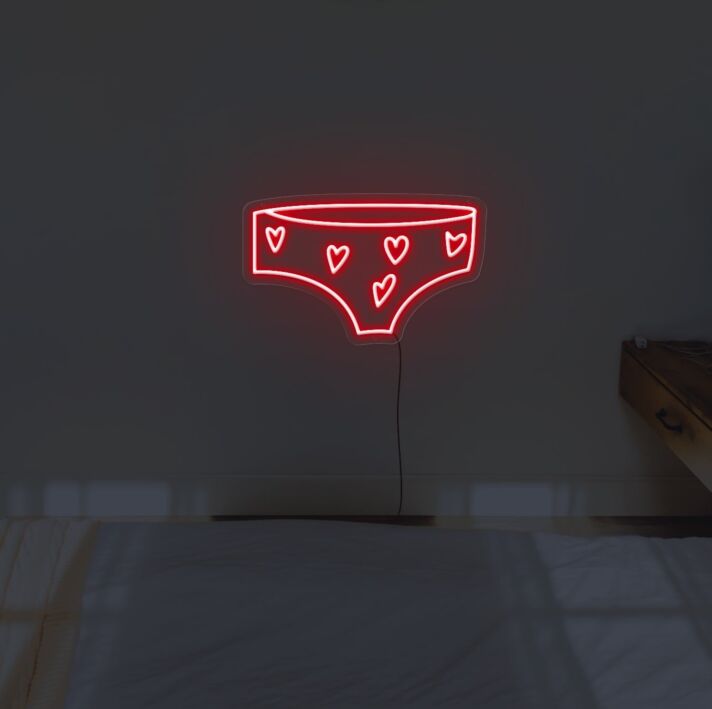 Unterhose mit Herzmuster LED-Neonschild für Schlafzimmer oder Boutique