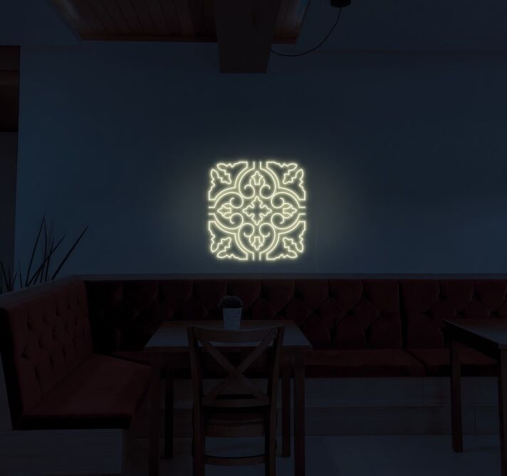 Ornamentmuster im Jugendstil LED-Neonschild für Café und Restaurant