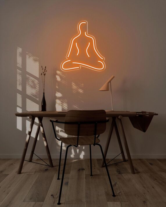 Meditierende Silhouette LED-Neonschild für Wohnzimmer Yoga Studio