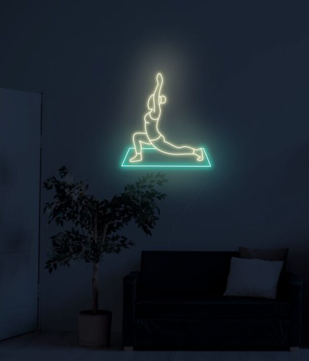 Yoga Pose auf Matte LED-Neonschild Wohnzimmer Fitnessstudio