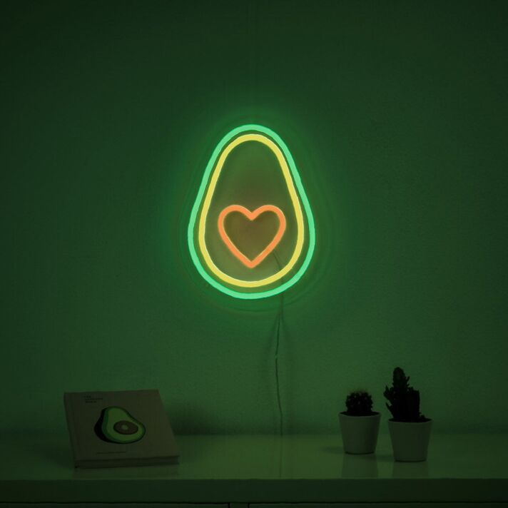 Avocado mit Herz LED-Neonschild für Küche Café