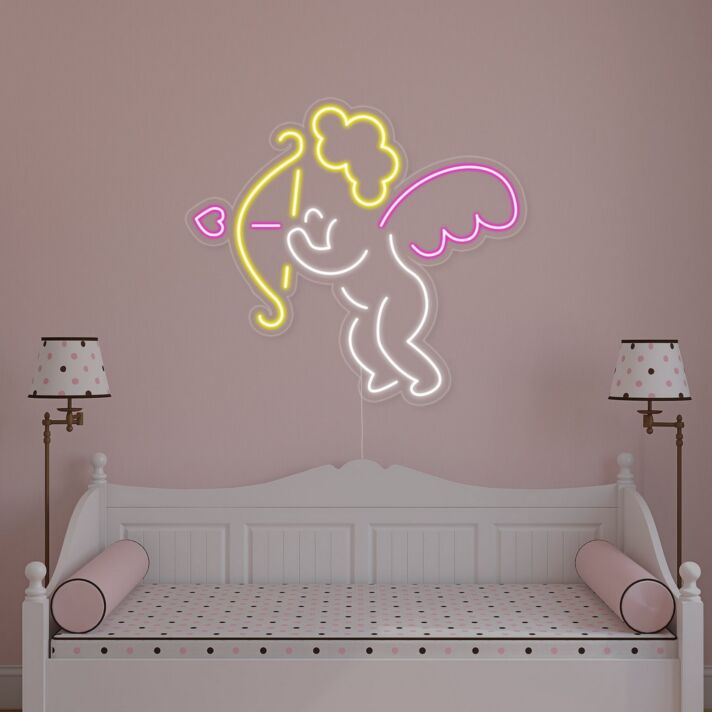 Amor mit Bogen und Herzpfeil LED-Neonschild Schlafzimmer