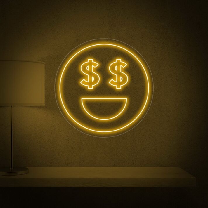 Smiley mit Dollarzeichen Augen LED-Neonschild für Bar Gaming