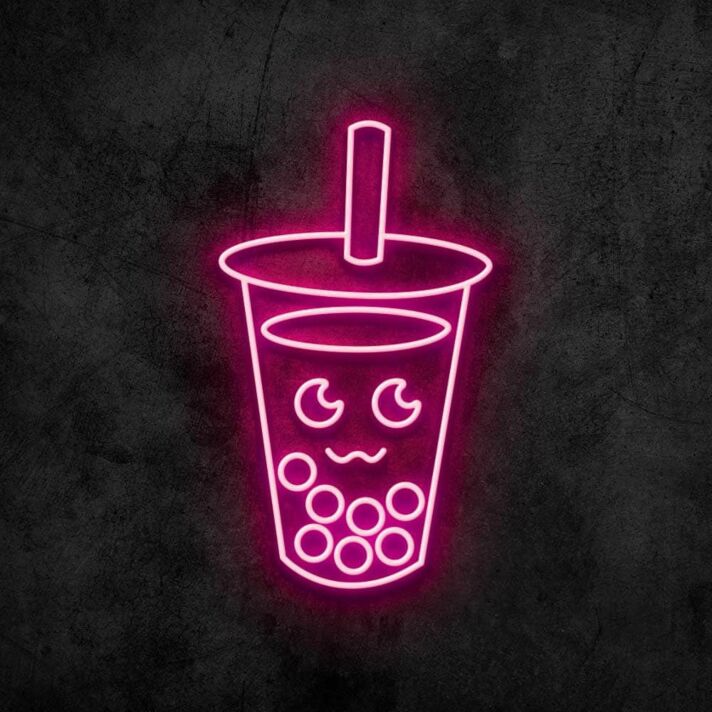 Bubble Tea Becher mit Gesicht LED-Neonschild für Café Bar