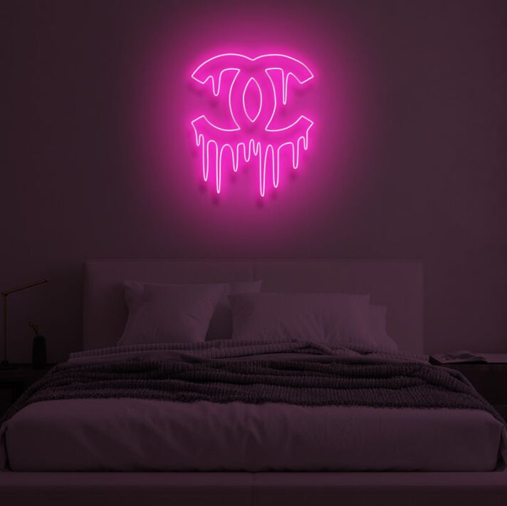Tropfendes Doppel-C Logo LED-Neonschild Schlafzimmer Wohnzimmer