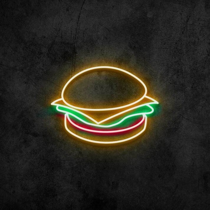 Hamburger LED-Neonschild für Restaurant und Imbiss