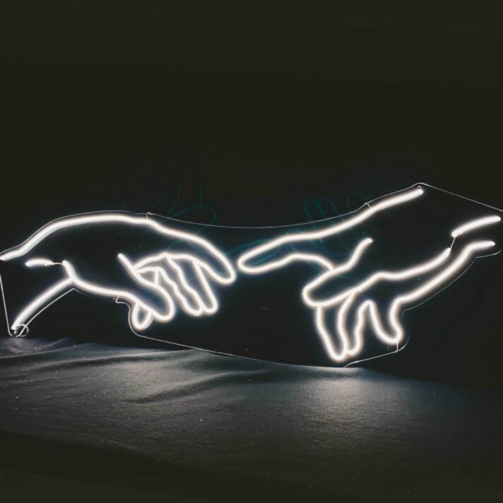 zwei sich berührende Hände LED-Neonschild Wohnzimmer Kunstgalerie