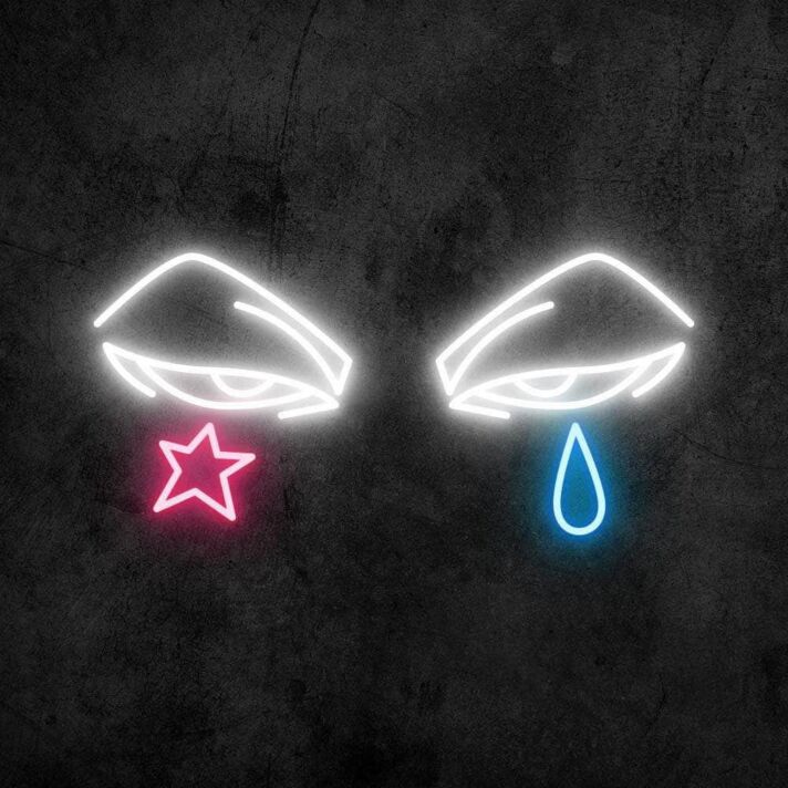 Augen mit Stern und Träne LED-Neonschild für Wohnzimmer Bar