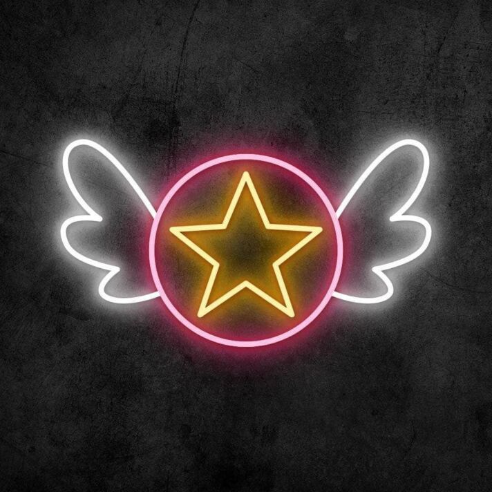 Stern mit Flügeln LED-Neonschild Wohnzimmer Kinderzimmer