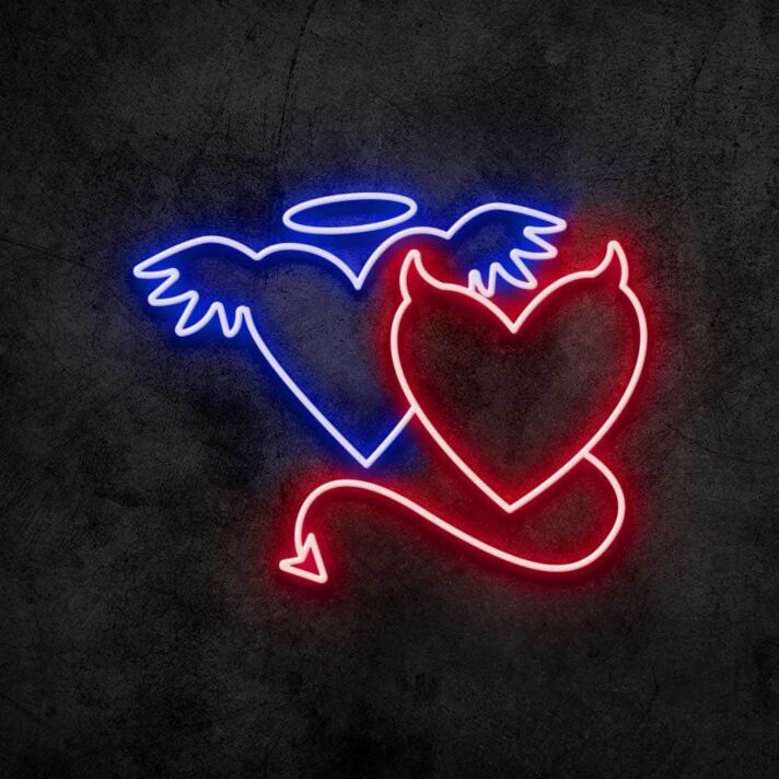 Engelsherz und Teufelsherz LED-Neonschild für Bar Club