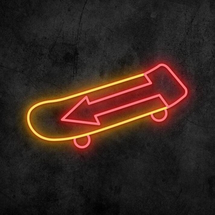 Skateboard mit Pfeil LED-Neonschild Skateshop Jugendzimmer