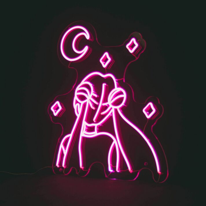 Frau mit Mond und Sternen LED-Neonschild Wohnzimmer Studio