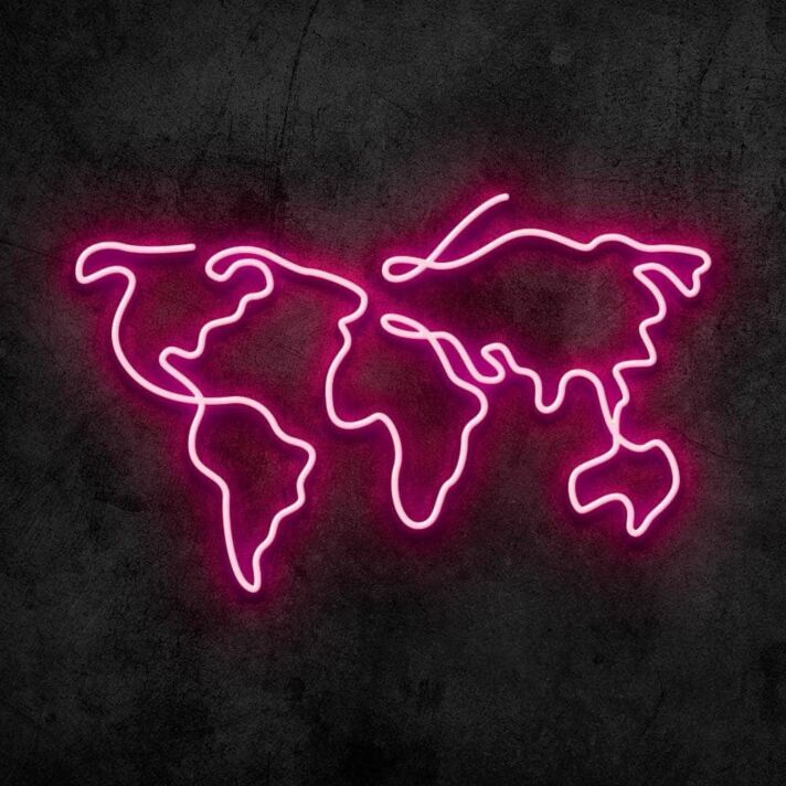 Weltkarte Umriss LED-Neonschild Wohnzimmer Büro