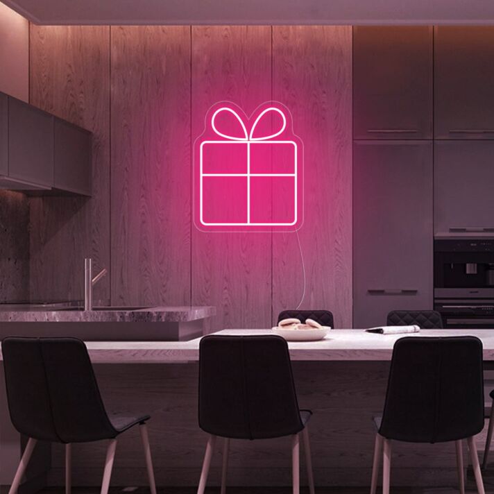 Geschenkbox mit Schleife LED-Neonschild Wohnzimmer Café