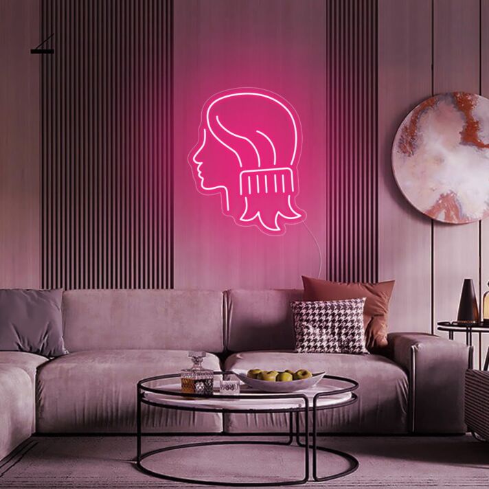 Frauenkopf Silhouette LED-Neonschild Wohnzimmer Friseursalon