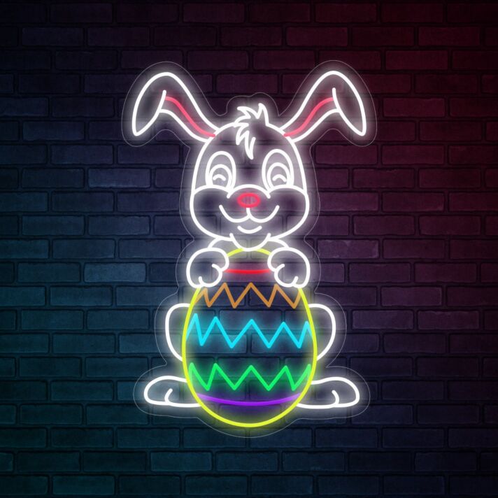 Osterhase mit Osterei LED-Neonschild für Wohnzimmer oder Schaufenster
