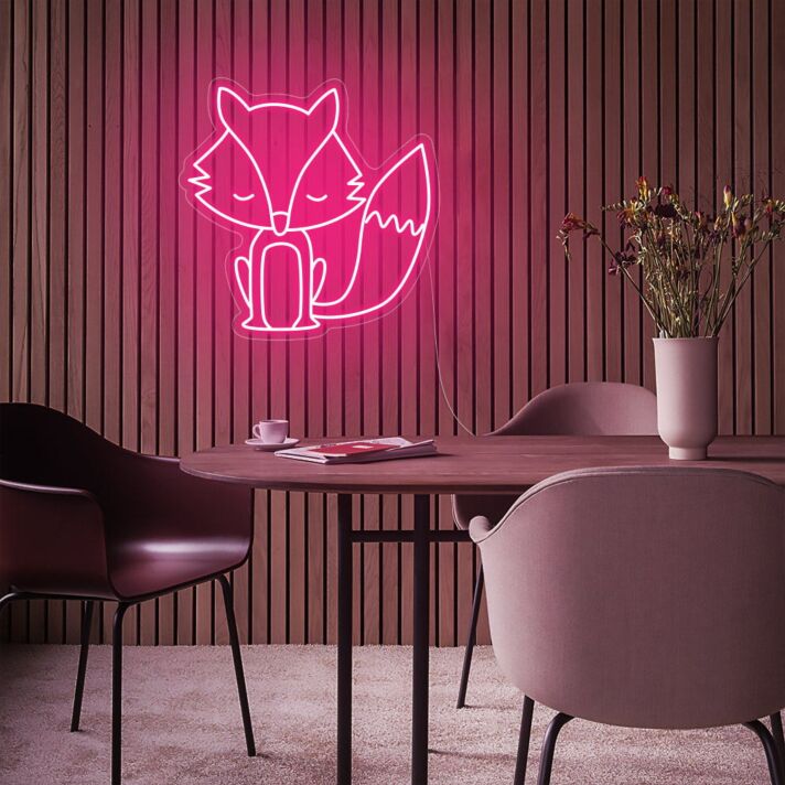 sitzender Fuchs LED-Neonschild für Wohnzimmer Café