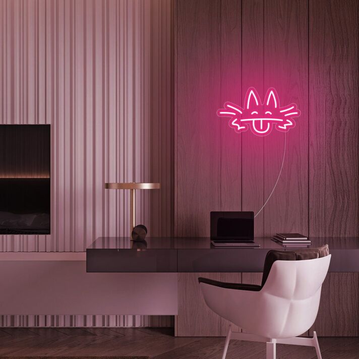 Katze mit herausgestreckter Zunge LED-Neonschild Wohnzimmer Home Office
