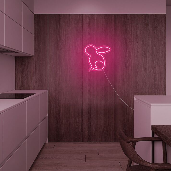 Kaninchen Silhouette LED-Neonschild für Wohnzimmer Küche