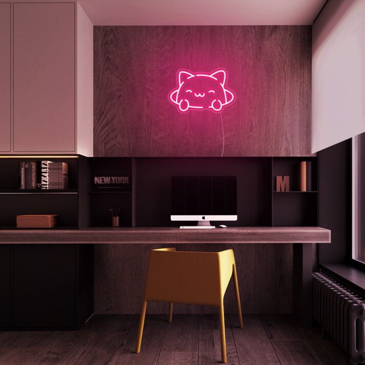 Katzenkopf mit niedlichem Gesicht LED-Neonschild für Homeoffice Wohnzimmer