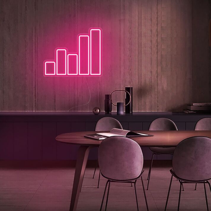 Balkendiagramm LED-Neonschild Büro Homeoffice
