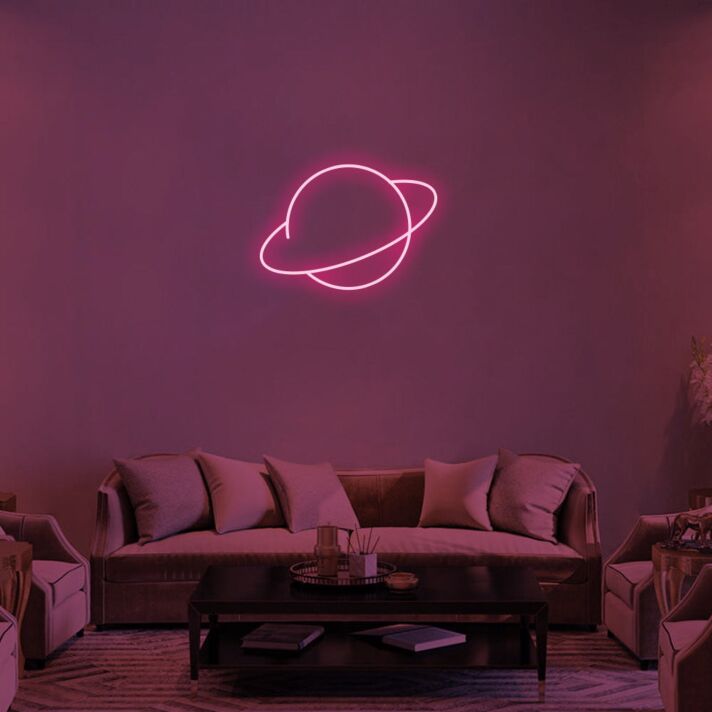 Planet mit Ring LED-Neonschild für Wohnzimmer oder Schlafzimmer
