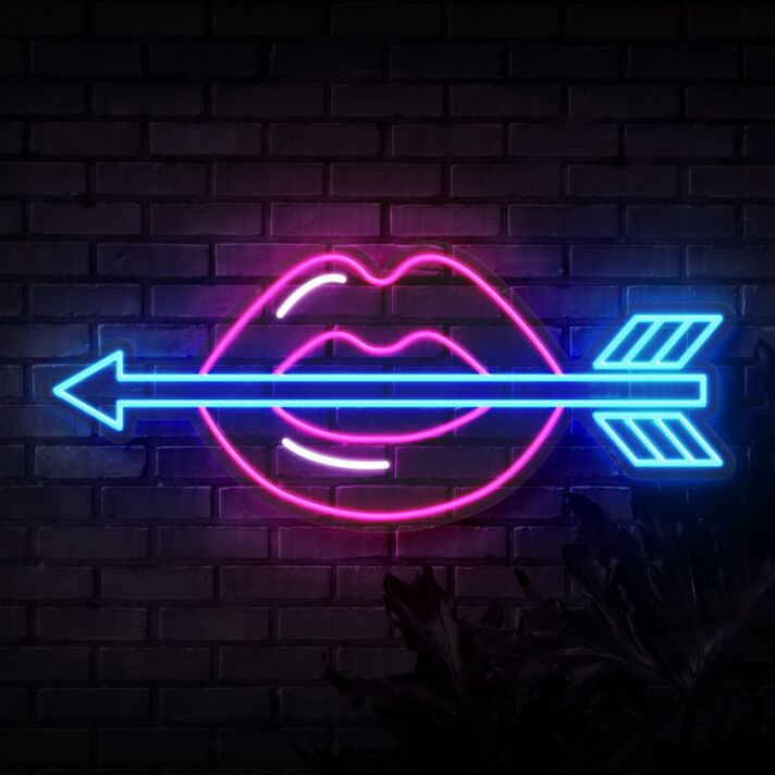 Lippen mit Pfeil LED-Neonschild für Bar Club