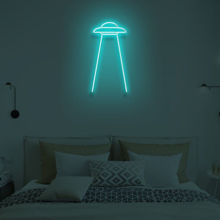 UFO mit Lichtstrahl LED-Neonschild Schlafzimmer Wohnzimmer