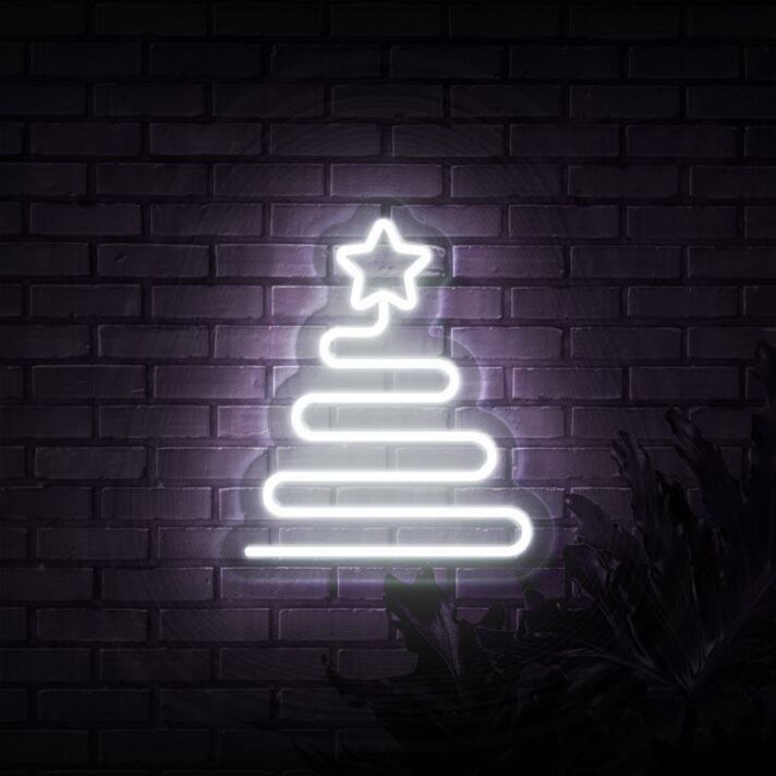 Weihnachtsbaum mit Stern LED-Neonschild Wohnzimmer Weihnachtsdeko