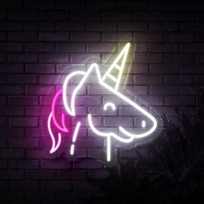Einhornkopf LED-Neonschild für Kinderzimmer und Partydeko