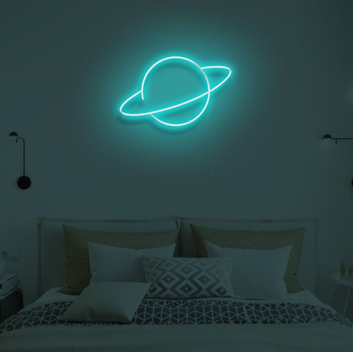 Planet mit Ring LED-Neonschild Schlafzimmer Wohnzimmer