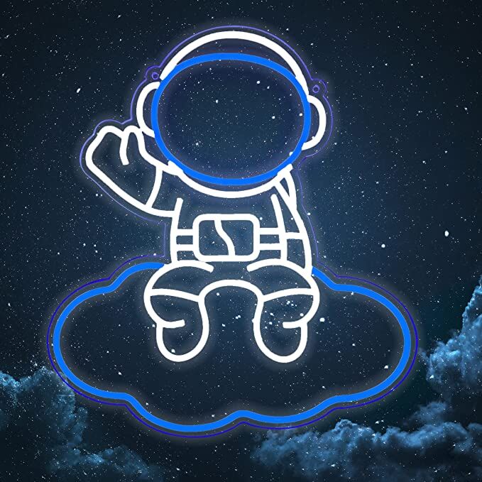 Astronaut auf Wolke LED-Neonschild für Kinderzimmer Wohnzimmer