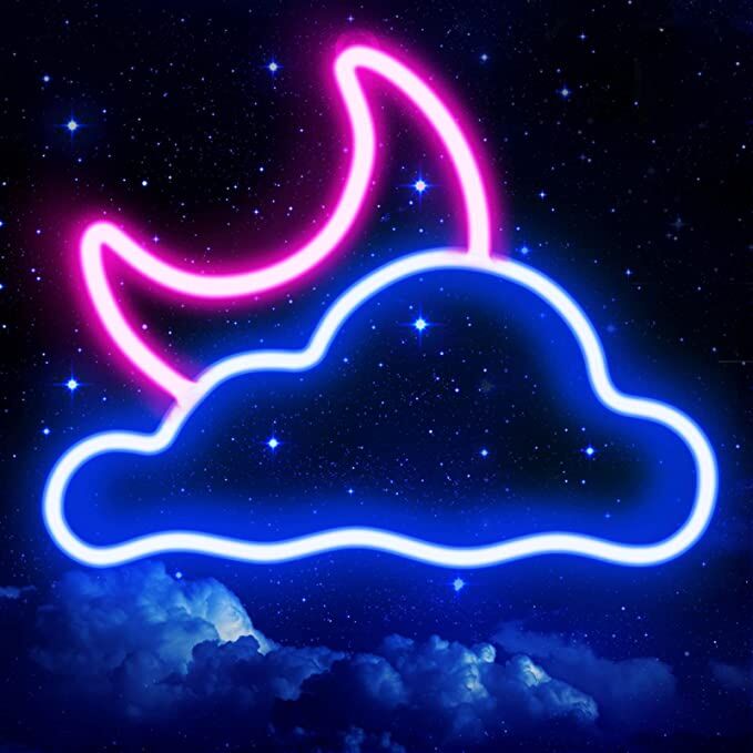 Mond und Wolke LED-Neonschild Schlafzimmer Kinderzimmer