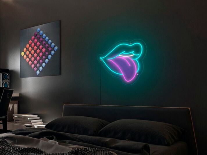 Mund mit herausgestreckter Zunge LED-Neonschild Schlafzimmer Wohnzimmer