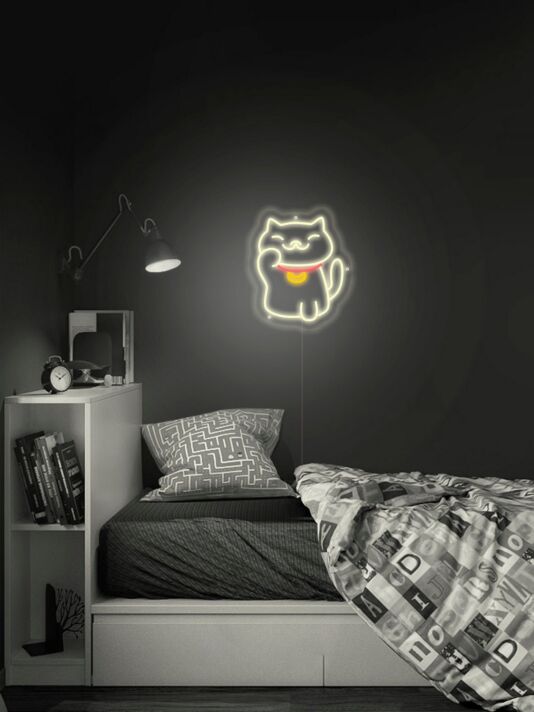 winkende Katze LED-Neonschild Schlafzimmer