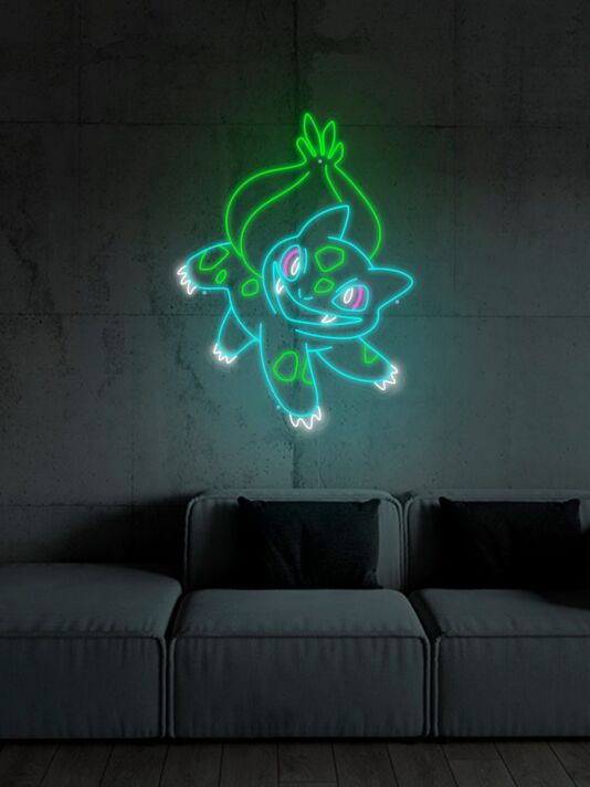 Fantasie-Kreatur mit Pflanze auf dem Rücken LED-Neonschild für Wohnzimmer Gamingzimmer