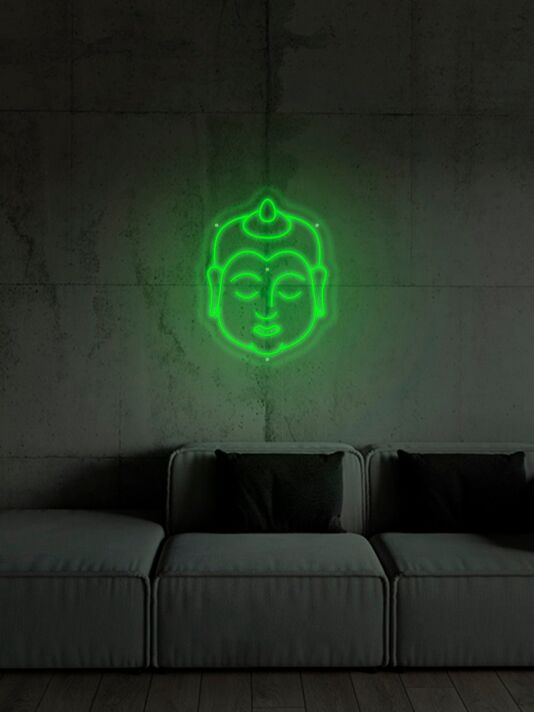 Buddha-Kopf LED-Neonschild für Wohnzimmer und Meditationsraum